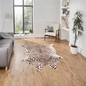 Faux Leopard Print Rug, Brown/Beige, 130 x 155cm - Think Rugs