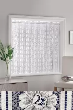 White Floral Textured Voile Louvre Vertical Pleated Window Blind Panel