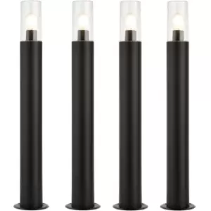 4 PACK Outdoor Bollard Post Light - 15W E27 LED - 800mm Height - Stainless Steel