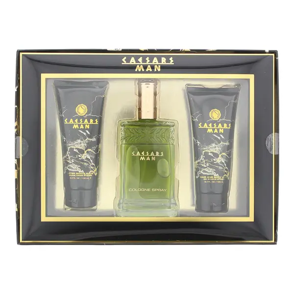 Caesars Man 3 Piece Gift Set: Eau De Cologne 100ml - Hair Body Wash 100ml - Aftershave Balm 100ml