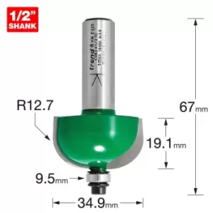 Trend CRAFTPRO Radius Bearing Guided Router Cutter 34.9mm 19.1mm 1/2"