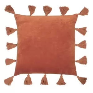 Medina Velvet Tasselled Cushion Rust