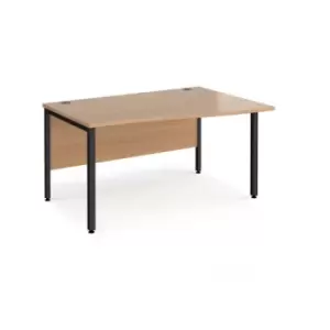 Office Desk Right Hand Wave Desk 1400mm Beech Top With Black Frame Maestro 25 MB14WRKB