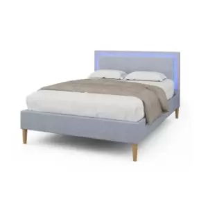 Crazy Price Beds Ludlow Light Grey Linen LED Small Double Bed Frame