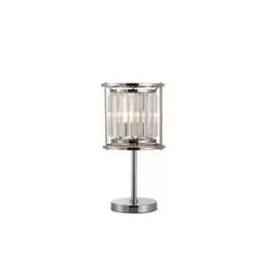 Guilford Table Lamp, E27, Polished Nickel, Clear