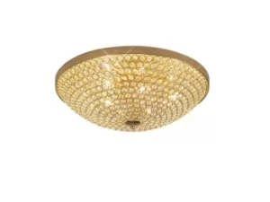 Ava Flush Bowl Ceiling 6 Light French Gold, Crystal