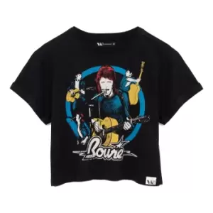 David Bowie Womens/Ladies Crop T-Shirt (S) (Black/Blue/White)