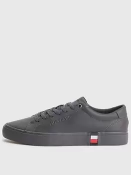 Tommy Hilfiger Modern Corporate Leather Trainers - Black, Size 42, Men