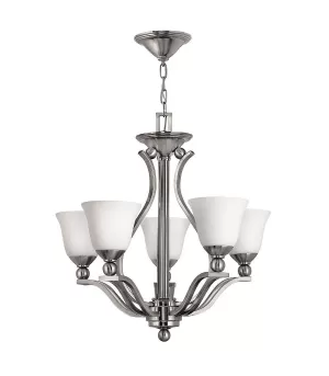 Multi Arm Chandelier 3 Light Brushed Nickel Finish, E27