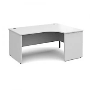 Dams International Right Hand Ergonomic Desk with White MFC Top and Graphite Panel Ends and Silver Frame Corner Post Legs Contract 25 1600 x 1200 x 72