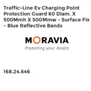 TRAFFIC-LINE Electric Vehicle Charging Point Protection Guard with Blue Reflective Bands - 500 x 500mm - Surface Fixing