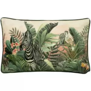 Evans Lichfield - Manyara Zebra Faux Velvet Piped Edge Cushion Cover, Multi, 30 x 50 Cm