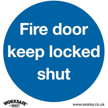 Sealey - SS4P1 Mandatory Safety Sign - Fire Door Keep Locked Shut - Rigid Plastic