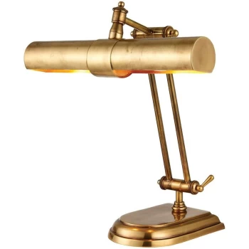 Interiors Winchester - 2 Light Banker Table Lamp Brass, E14