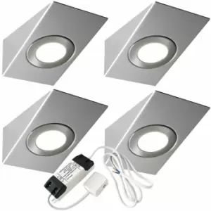 4x brushed nickel Wedge Surface Under Cabinet Kitchen Light & Driver Kit - Warm White led