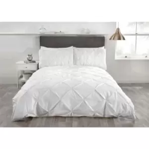 Balmoral Luxury Single Duvet Set 1 Pillowcase White Pintuck Trim