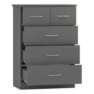 Seconique Nevada 3+2 Drawer Chest - 3D Effect Grey