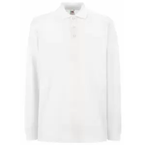 Fruit Of The Loom Mens Premium Long Sleeve Polo Shirt (M) (White)