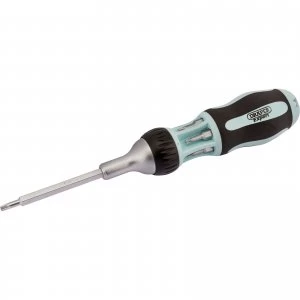 Draper Soft Grip 7 In 1 Ratcheting Screwdriver and Torx Bit Set