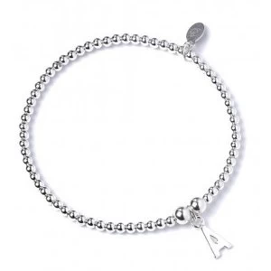 Initial A Charm with Sterling Silver Ball Bead Bracelet