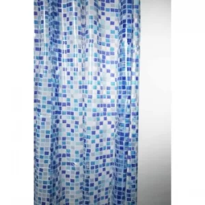 Blue Canyon Peva Shower Curtain 180 x 180cm Mosaic Blue