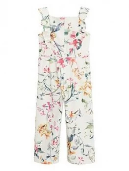 Mango Girls Floral Jumpsuit - White