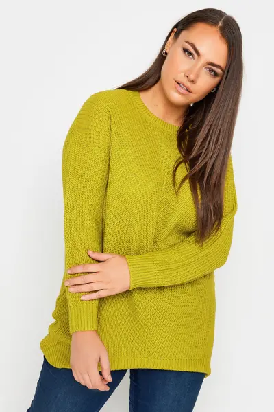 Yours Chunky Knitted Jumper Lime