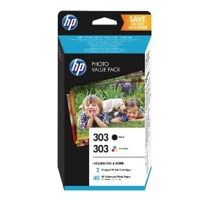 HP 303 Photo Value Pack Black Tricolour 40 Sheets 10 x 15 Z4B62EE