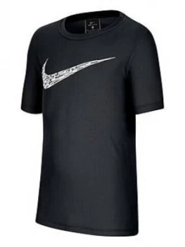 Nike Older Boys Core Performance Top - Black/White, Size S, 8-10 Years