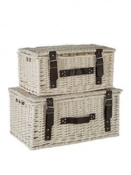 Premier Housewares Set Of 2 White Willow Baskets