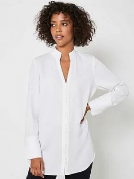 Mint Velvet Stand Collar Wrap Back Shirt - Ivory, Size 8, Women