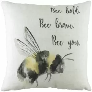 Evans Lichfield - Bee You Watercolour Print Cushion Cover, White, 43 x 43 Cm