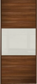 Wickes Sliding Wardrobe Door Wideline Walnut Panel and Soft White Glass - 2220 x 610mm