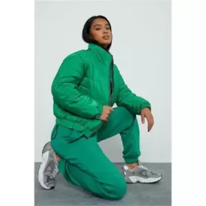 I Saw It First Green Petite High Neck Zip Up Puffer Coat - Green