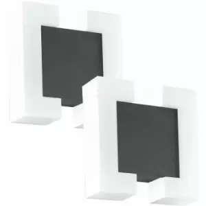 Loops - 2 pack IP44 Outdoor Wall Light Anthracite & Modern White Square 4.8W led