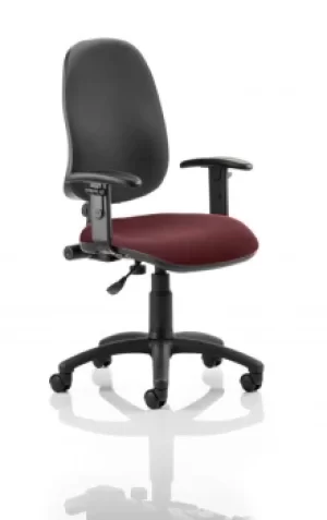 Eclipse I Lever Task Operator Chair Black Back Bespoke Seat With Height Adjustable Arms In Ginseng Chilli