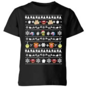 Muppets Pattern Kids Christmas T-Shirt - Black - 5-6 Years