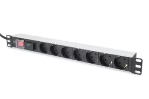 Digitus aluminum outlet strip with switch, 7 safety outlets, 2 m...