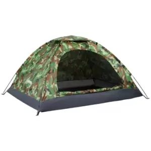 Outsunny 2 Person Camouflage Tent with Zipped Doors, Storage Pocket, Portable Handy Bag