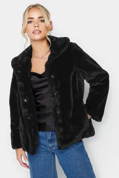 PixieGirl Petite Faux Fur Coat Black