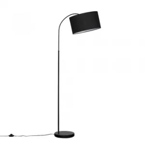 Curva Floor Lamp in Black with Large Black Reni Shade