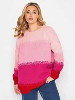 Yours Colour Block Jumper - Pink, Size 18-20, Women