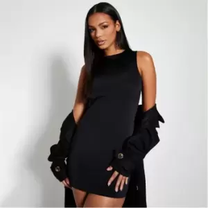 I Saw It First Double Layer Slinky Racer Neck Crop Top - Black