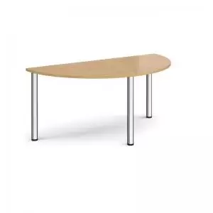 Semi circular chrome radial leg meeting table 1600mm x 800mm - oak