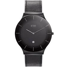 Black STORM XENU LEATHER SLATE BLACK' Fashion Watch - 47476/SL/BK