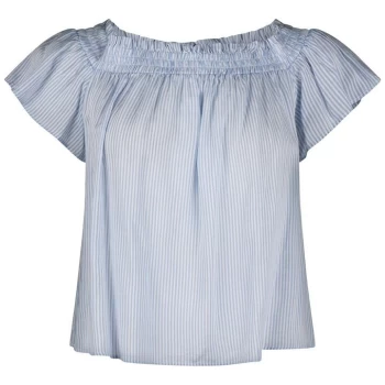 Jack Wills Hazelton Stripe Off Shoulder Top - Sky Blue