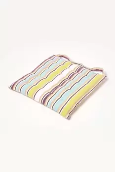 Oska Green Stripe Seat Pad with Button Straps 100% Cotton