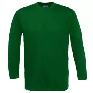 B&C Mens Exact 150 LSL Crew Neck Long Sleeve T-Shirt (L) (Bottle Green)