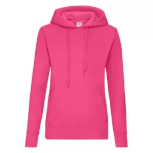 Fruit Of The Loom Ladies Lady Fit Hooded Sweatshirt / Hoodie (XL) (Fuchsia)