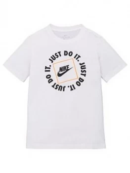 Nike Boys NSW JDI Box Logo T-Shirt - White, Size M=10-12 Years